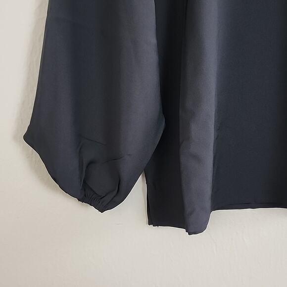 NEW J. Crew Puff Sleeve Satin Back Crepe Blouse Black Small Tall - Picture 5 of 8